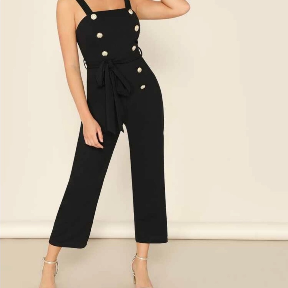 NWOT shein black button front jumpsuit